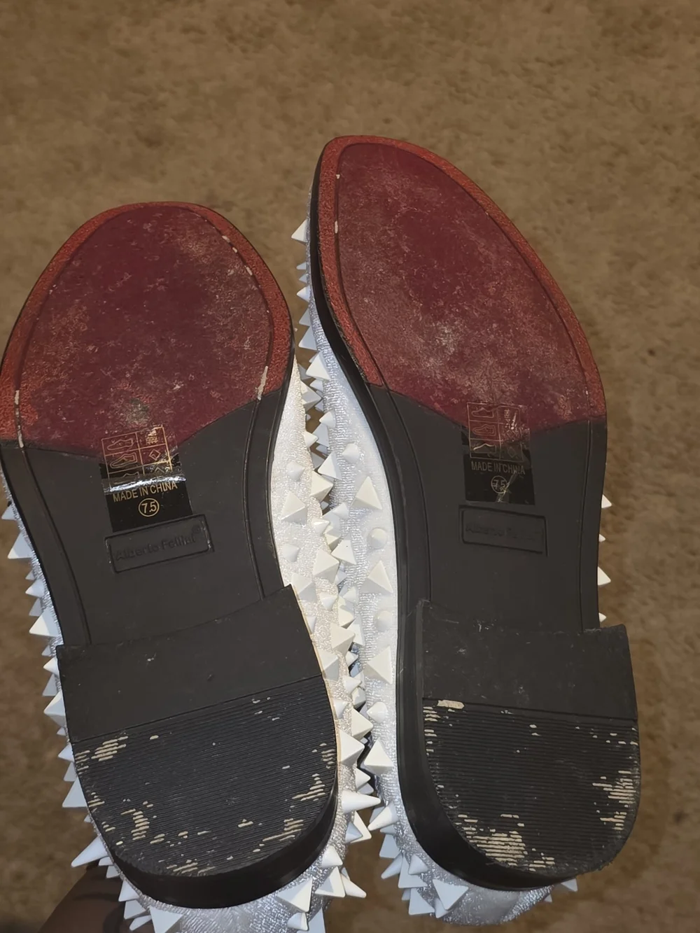 Men's White Studded Slip-On Loafers